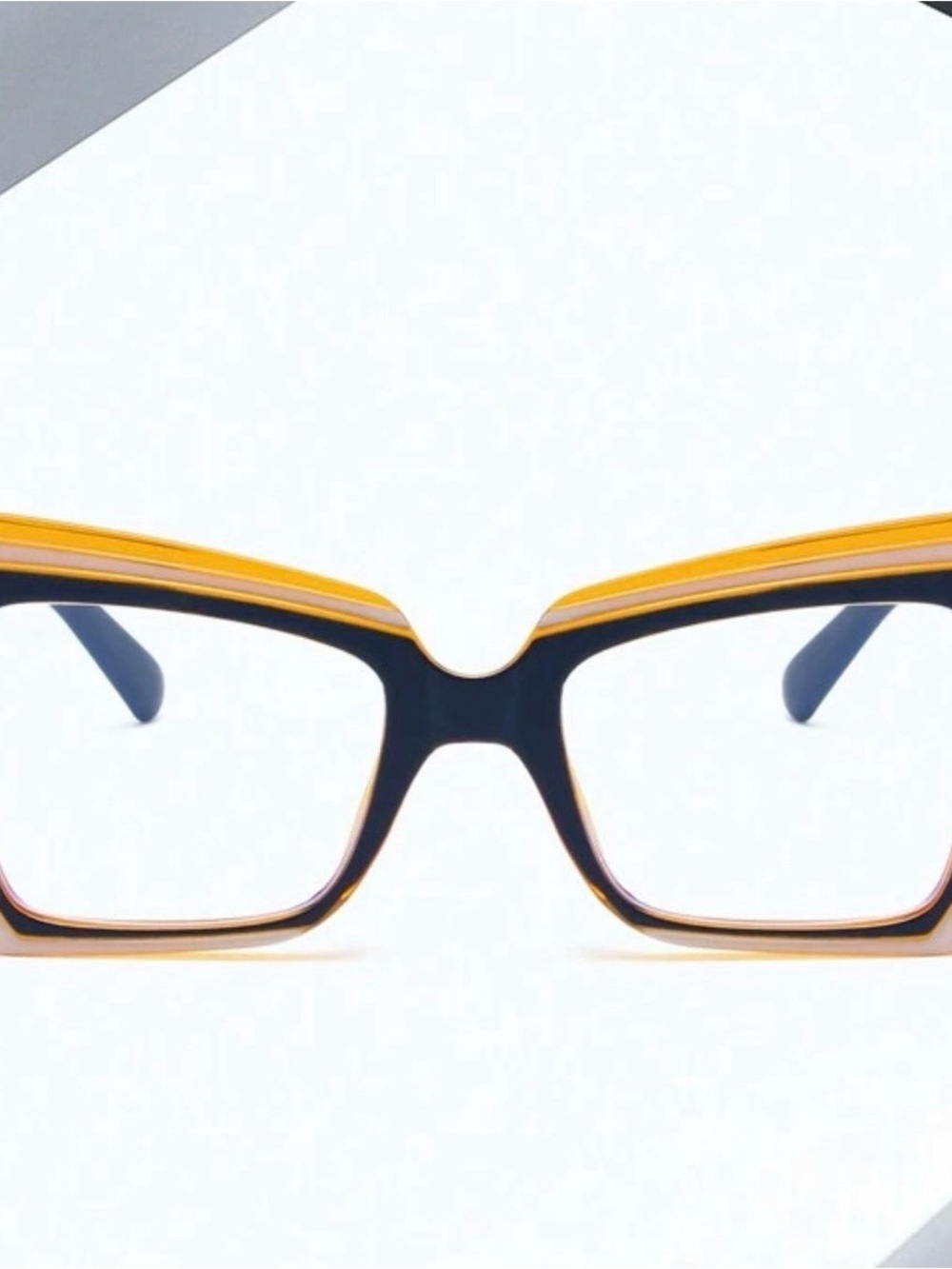 SHEIN Two-Tone Yellow and Black Women's Rectangular Glasses